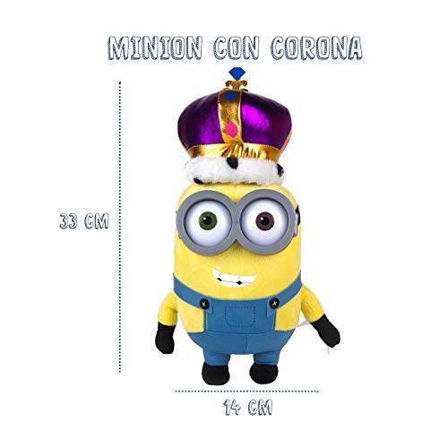 Whitehouse Peluche Minion Disfrazado Peluche Minion con Gafas de Plástico, Peluche Suave y blandito (Minion con Corona)