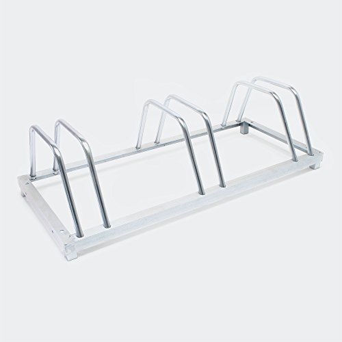 WilTec Soporte 3 Bicicletas Aparcamiento bicis Aparcabicis 88 x 39,5 x 24,5cm Metal galvanizado Exterior Suelo