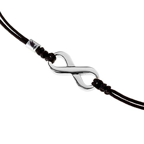 Wind Passion Pulsera de Cuerda Negra Kabbalah con Colgante Símbolo Infinito, Brazalete Trenzada Cordón Ajustable para Mujer, Hombre, Niños