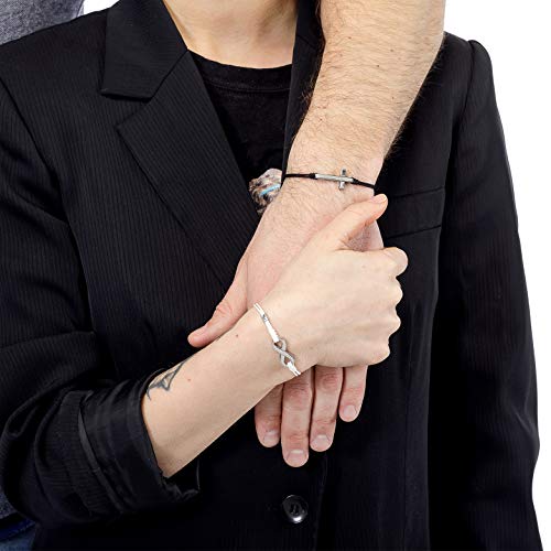 Wind Passion Pulsera de Cuerda Negra Kabbalah con Colgante Símbolo Infinito, Brazalete Trenzada Cordón Ajustable para Mujer, Hombre, Niños