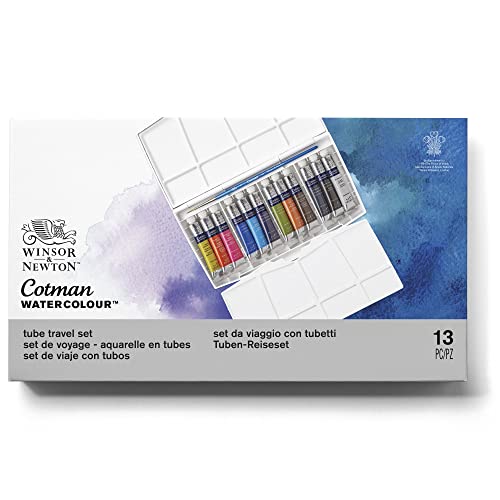 Winsor & Newton acuarela Cotman - Caja de acuarela en tubo Pintor Plus - set de 12 tubos de 8ml, colores surtidos