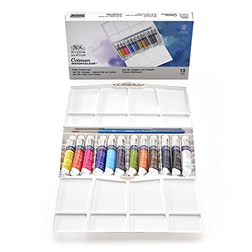 Winsor & Newton acuarela Cotman - Caja de acuarela en tubo Pintor Plus - set de 12 tubos de 8ml, colores surtidos