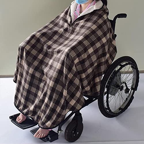 Winter Manta de Protección para Silla de Ruedas Capa de Invierno con Capucha, Calidez y Comodidad Funda Protectora para Todo el Cuerpo con Forro Polar, Apta para Ancianos y discapacitados