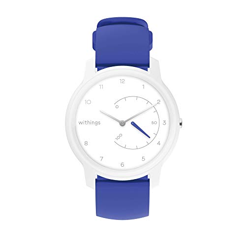 Withings Move Actividad-Seguimiento de Pasos, calorías y sueño-Reloj Resistente al Agua, GPS Conectado y cronómetro, Unisex-Adult, White & Blue, 38mm