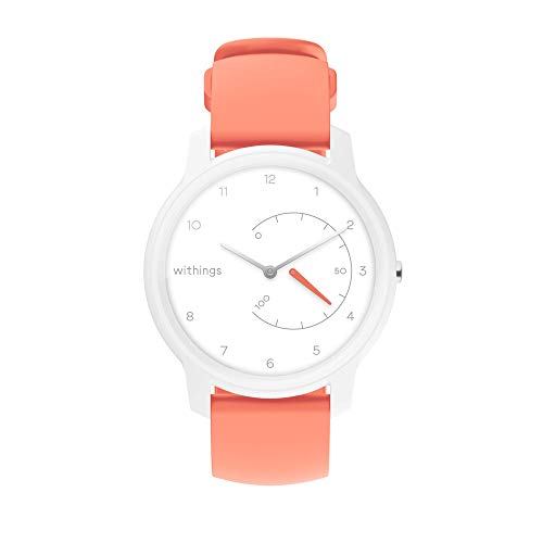 Withings Move Actividad-Seguimiento de Pasos, calorías y sueño-Reloj Resistente al Agua, GPS Conectado y cronómetro, Unisex-Adult, White & Coral, 38mm