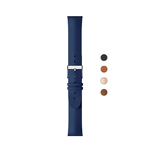 Withings Pulseras deportivas de piel de calidad para los relojes Steel HR, Steel HR Sport, Move ECG, Move y Steel, Azul - Hebilla plateada - Sin costo, Cuero 18 mm [Exclusiva Amazon]