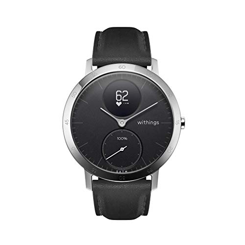 Withings Pulseras deportivas de piel de calidad para los relojes Steel HR, Steel HR Sport, Move ECG, Move y Steel, Negro - Correa Loop - Curva, Cuero 20 mm [Exclusiva Amazon]