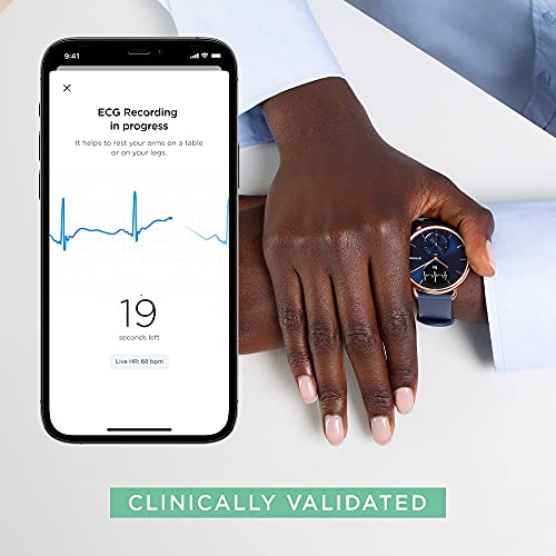 Withings ScanWatch - Reloj inteligente híbrido con ECG, tensiómetro y oxímetro, Oro rosa/azul, 38 mm