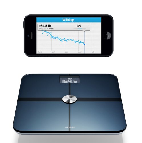 Withings WiFi Body Scale - Báscula digital (wifi, aplicación para iPhone, conexión a Facebook), color negro