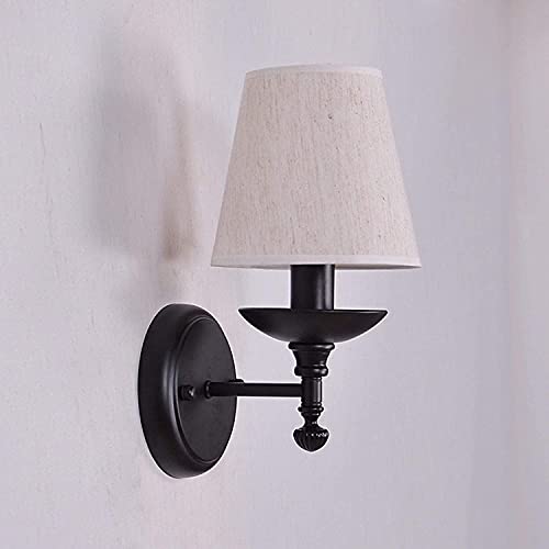 WMDC Lámpara de Pared Interior Aplique de Pared Moderno Luz de Noche con Enchufe E14, Soporte de luz de Pared de Tela para Pasillo, Sala de Estar, Cocina (sin Bombilla), Negro, 27X14X18Cm