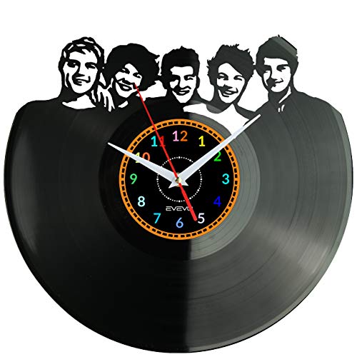 WoD Reloj de pared de vinilo retro de One Direction, hecho a mano, regalo vintage, decoración para el hogar, regalo de One Direction