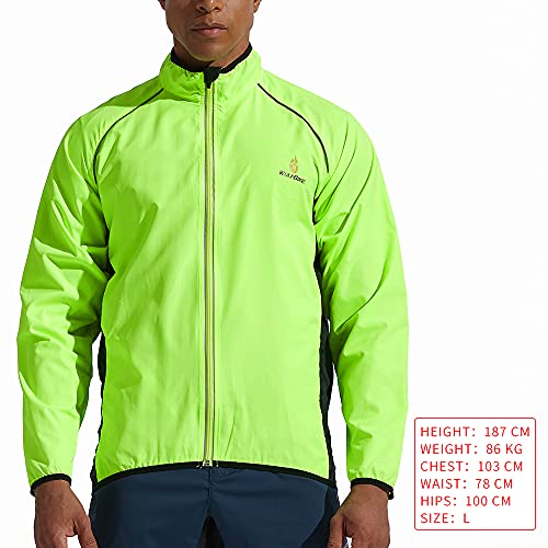 WOLFBIKE Chaquetas de Ciclismo para Hombre Impermeable Y Transpirable MTB Abrigo Cortavientos Súper Ligero Aire Libre Sportswear (Verde XL)