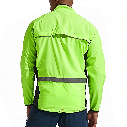 WOLFBIKE Chaquetas de Ciclismo para Hombre Impermeable Y Transpirable MTB Abrigo Cortavientos Súper Ligero Aire Libre Sportswear (Verde XL)