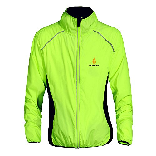 WOLFBIKE Chaquetas de Ciclismo para Hombre Impermeable Y Transpirable MTB Abrigo Cortavientos Súper Ligero Aire Libre Sportswear (Verde XL)