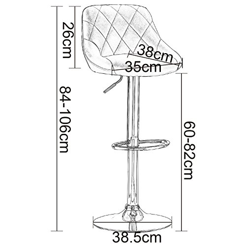 WOLTU 2X Taburete de Bar con Respaldo Cuero Sintético Taburetes Alto Cocina Regulable en Altura Taburete Giratorio Sillas Bar Taburete de Escritorio Negro BH23sz-2