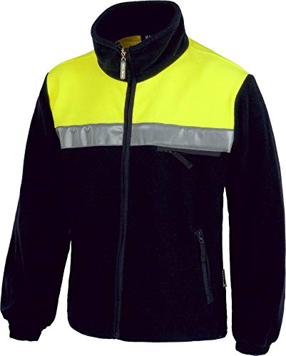 Work Team Forro Polar Bicolor con Cremallera y Cintas Reflectantes. Hombre Marino+Amarillo A.V. M