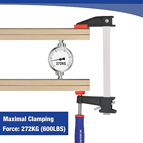 WORKPRO 12" Sargento de Barra 2 Piezas, Juego de Abrazadera de Barra Metálica, Sargento de tornillo de Liberación Rápida, Fuerza máxima de sujeción 272 kg, Ancho de sujeción 300 mm para Carpintería