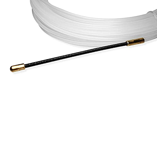 WORLDLAR. Guía pasa cables profesional 20 metros. 3mm de diámetro. Guía pasahilos resistente y duradera. Ideal para la instalación de cables. Color blanco.