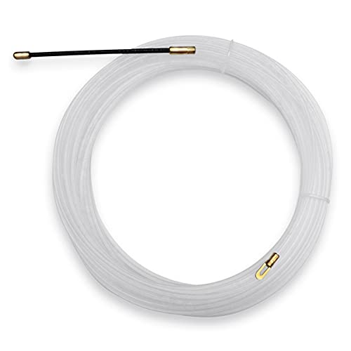 WORLDLAR. Guía pasa cables profesional 20 metros. 3mm de diámetro. Guía pasahilos resistente y duradera. Ideal para la instalación de cables. Color blanco.