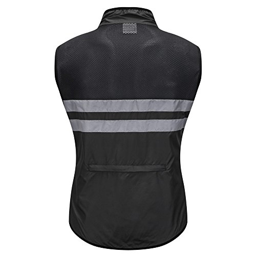 WOSAWE Hombres Ropa Ciclismo, Transpirable Chaqueta de Ciclismo Cortavientos Alta Visivilidad Chaleco Reflectante de MTB (BL205 Chaleco Negro XL)