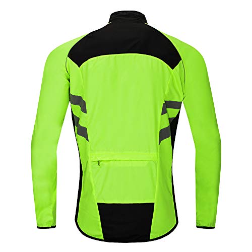 WOSAWE Hombres Ropa Ciclismo, Transpirable Chaqueta de Ciclismo Cortavientos Alta Visivilidad Chaleco Reflectante de MTB (BL218 Chaleco Verde M)