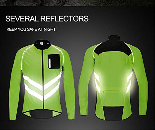 WOSAWE Hombres Ropa Ciclismo, Transpirable Chaqueta de Ciclismo Cortavientos Alta Visivilidad Chaleco Reflectante de MTB (BL218 Chaleco Verde M)