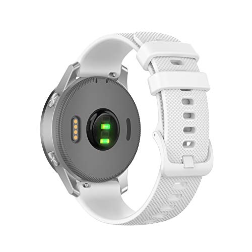 Wownadu 18MM Correa Compatible para Garmin Vivoactive 4S, Compatible para Garmin Vivomove 3S Correa Mujer Hombre Pulsera Recambio Sport Silicona Band Blanco (sin Reloj)