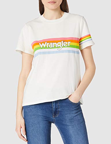 Wrangler High Rib Regular tee Camiseta, Worn White, L para Mujer