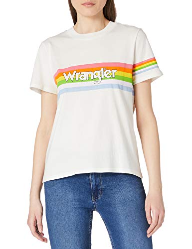 Wrangler High Rib Regular tee Camiseta, Worn White, L para Mujer