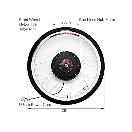 WUPYI2018 Kit de conversión para bicicleta eléctrica de 26 pulgadas, motor de rueda delantera, bicicleta eléctrica (48 V, 1000 W)