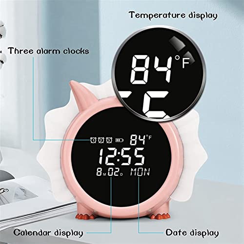 WYDMBH Despertador Digital Reloj de Alarma Digital for Dormitorio,Calendario,Fecha y Reloj de Alarma de Dinosaurios con la luz Nocturna del Temporizador,for niñas. (Color : Pink)