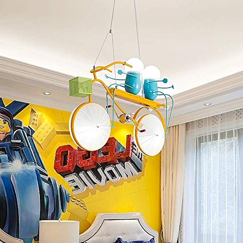 WYFX Crystal Cartoon Pen Shop Restaurant Hanging Light Boy Cycling Plug inr Modern Simple Kids Room Lamp Height Adjustable E27 Bedroom Dining Room Lamps Shade Wrought I