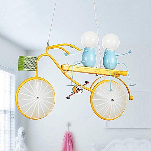 WYFX Crystal Cartoon Pen Shop Restaurant Hanging Light Boy Cycling Plug inr Modern Simple Kids Room Lamp Height Adjustable E27 Bedroom Dining Room Lamps Shade Wrought I