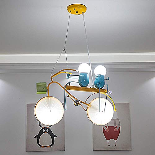 WYFX Crystal Cartoon Pen Shop Restaurant Hanging Light Boy Cycling Plug inr Modern Simple Kids Room Lamp Height Adjustable E27 Bedroom Dining Room Lamps Shade Wrought I