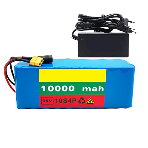 WYYZSS 36V 10Ah Batería Bicicleta Eléctrica 10000mAh 750W Power Battery Pack para Scooters Eléctricos Herramientas Eléctricas Bicicletas Eléctricas con Cargador BMS +