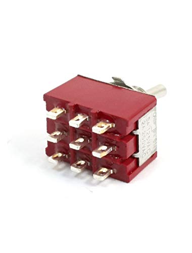 X-DREE AC 250V 2A ON/OFF/ON 3 posiciones Conmutador de potencia de 9 pines 3PDT rojo(AС 220V For UAE 2A ON/OFF/ON 3 Positions 9 Pin Power Toggle Switch 3PDT Red
