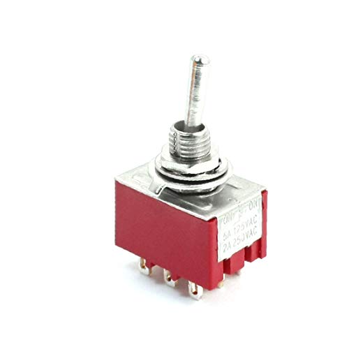 X-DREE AC 250V 2A ON/OFF/ON 3 posiciones Conmutador de potencia de 9 pines 3PDT rojo(AС 220V For UAE 2A ON/OFF/ON 3 Positions 9 Pin Power Toggle Switch 3PDT Red