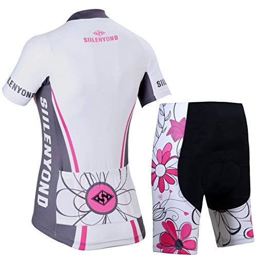 X-Labor – Juego de maillot de ciclismo para mujer, secado rápido, camiseta de manga corta + pantalones de ciclismo con acolchado de asiento, diseño multicolor, EU S (etiqueta: M)