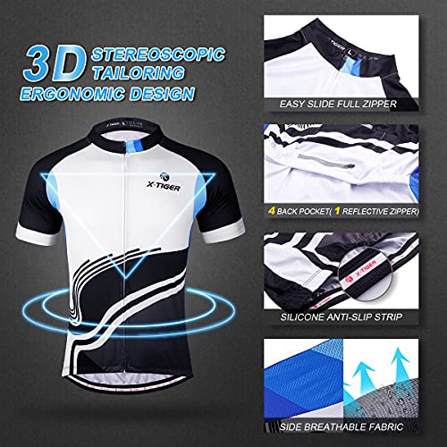 X-TIGER Hombres de Bicicleta con 5D Gel Acolchado MTB Ciclismo Maillots Tirantes Culotte Pantalones Cortos Culotes (#2, 3XL(CN)=XXL(EU))