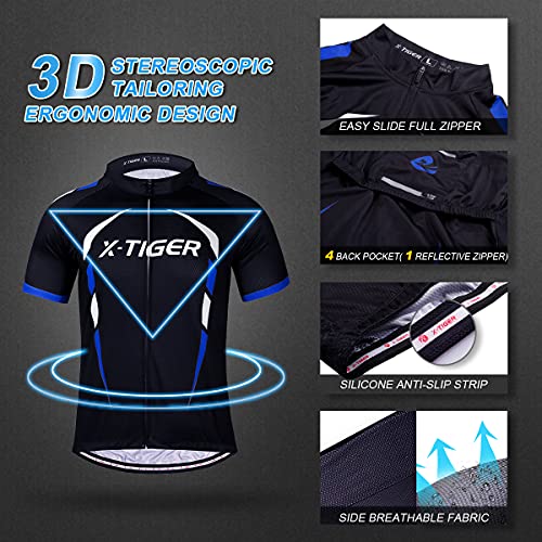 X-TIGER Hombres de Bicicleta con 5D Gel Acolchado MTB Ciclismo Tirantes Culotte Pantalones Cortos Culotes