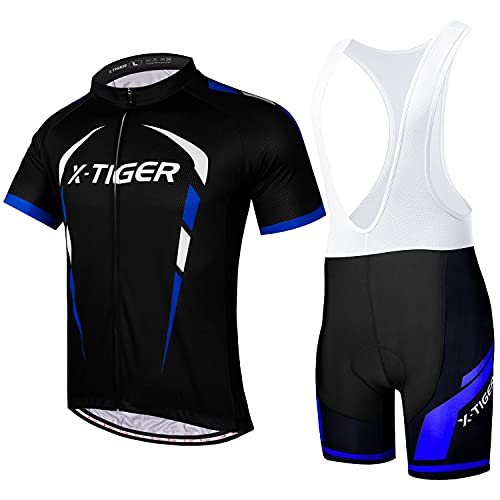 X-TIGER Hombres de Bicicleta con 5D Gel Acolchado MTB Ciclismo Tirantes Culotte Pantalones Cortos Culotes