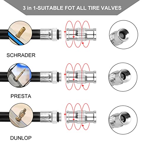 X-TIGER Mini Bombas de Bicicleta,Bomba de Aire Bici Adaptador Válvulas Presta y Schrader Bombas de Inflador，Adecuada para BMX,Motocicletas, Productos de Pelota para Exteriores