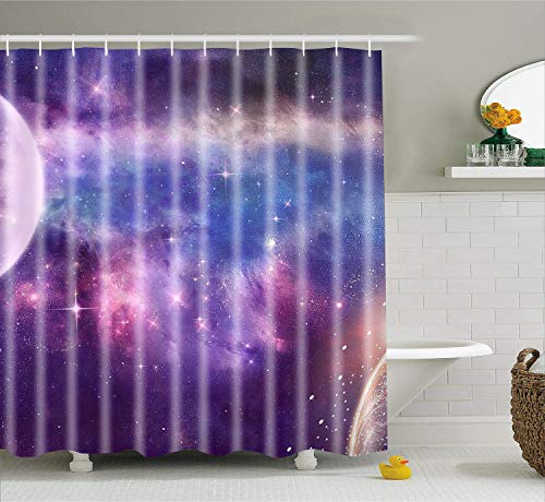 XCBN Moderno Minimalista Galaxia Cielo Nocturno Cielo Estrellado Cortina de Ducha Tela Impermeable Cortina de Ducha 3D Cortina de Ducha A10 90x180cm