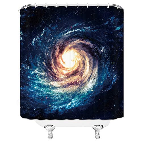 XCBN Tierra y Universo Cielo Estrellado Cortina de Ducha baño decoración del hogar Impermeable y a Prueba de Moho Paisaje Juego de Cortina de Ducha Nocturna A10 90x180cm