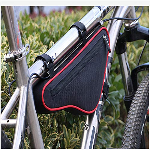 XHZY 1 PCs Bike Tube Bag Triangle Rain Proof Cycling Tool Bags Cycle Pouch Road Reflect Bicycle Frame Bag Negro y Rojo