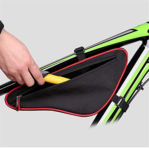 XHZY 1 PCs Bike Tube Bag Triangle Rain Proof Cycling Tool Bags Cycle Pouch Road Reflect Bicycle Frame Bag Negro y Rojo