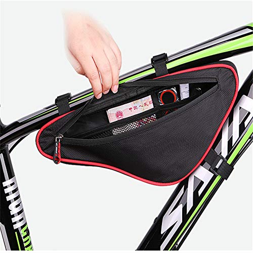 XHZY 1 PCs Bike Tube Bag Triangle Rain Proof Cycling Tool Bags Cycle Pouch Road Reflect Bicycle Frame Bag Negro y Rojo