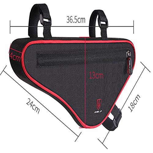 XHZY 1 PCs Bike Tube Bag Triangle Rain Proof Cycling Tool Bags Cycle Pouch Road Reflect Bicycle Frame Bag Negro y Rojo