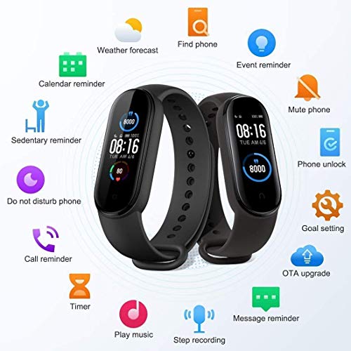 Xiaom i Band 5 Pulsera Inteligente de Actividad,Monitores de Actividad,Fitness Tracker,1.1”Pantalla Dinámica Color,Negro( Versión Global)