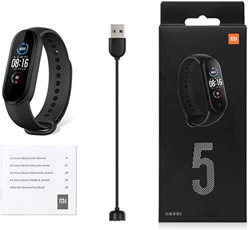 Xiaom i Band 5 Pulsera Inteligente de Actividad,Monitores de Actividad,Fitness Tracker,1.1”Pantalla Dinámica Color,Negro( Versión Global)